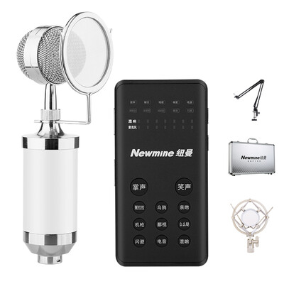 

Newman MC09 live call wheat external sound card microphone universal anchor mobile computer fast special karaoke anchor microphone microphone recording equipment set white