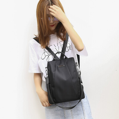 

Han Siwei HANSITI backpack female Oxford cloth backpack female bag large capacity personality tide fashion wild nylon cloth casual bag NLBB012 black