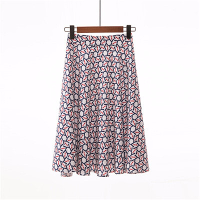 

High Waist Floral Print Women Elegant Skirts Elastic Waist Summer Skirt Casual Party Faldas Mujer Saias