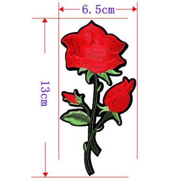 

twilingh Patches Sewing On Iron-On Accessories Red Flower Embroidered Sequined Patches For Women Wedding Dress Clothing