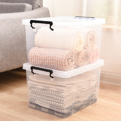 

Baicaoyuan plastic storage large transparent storage box toy storage box thick material 52L 2 Pack