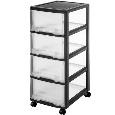 

JEKO&JEKO transparent plastic childrens wardrobe baby storage box quilted chest of drawers storage drawer storage cabinet finishing storage box deep four-layer cabinet with pulley SWB-518