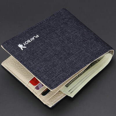 

Playboy playboy wallet mens short section youth mens wallet student canvas wallet tide Korean version of the youth ticket holder creative wallet thin PAA7523