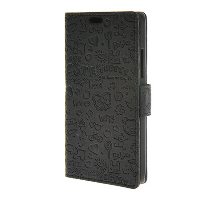 

MOONCASE Lovely pattern Leather Wallet Flip Card Slot Bracket Back Case Cover for Microsoft Lumia 640 Black