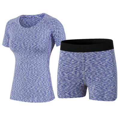 

Yoga Set Running Sportswear Compression Shorts Tights Female T-Shirt Sport Suit