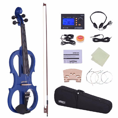

Romacci Ammoon Full Size 44 Solid Wood Electric Silent Violin Fiddle Style-1 Ebony Fingerboard Pegs Chin Rest Tailpiece with Bow