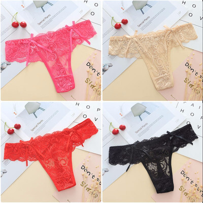 

Lbellagiovanna 4 pack girls ultra-thin lace thong Panties female G-strigs seamless Underwear intimate sexy bragas -M underpant