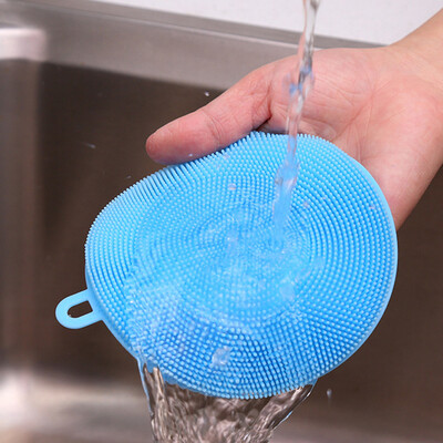 

Cntomlv 3PC Hot Multi-function Silicone Dish Scrubber Washing Sponge Brush Dishwashing Kitchen Tool