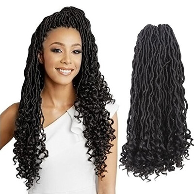 

6PacksLot Wavy Goddess Faux Locs Crochet Synthetic Braiding Hair 18 inch Soft Curly Fauxlocs Havana Mambo Twist Kanekalon Hair