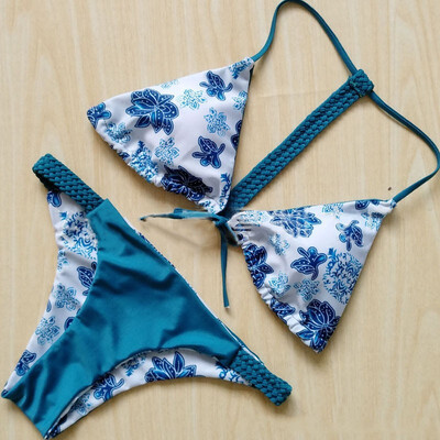 

Push Up Sexy Bikinis Printing Two Pieces Womens Swimming Suit Brazilian Swimsuits Women Halter Strap Swimwear