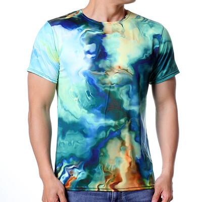 

Fashion Mens Casual Short Sleeve Round Neck Pullover Floral Printing T-Shirt