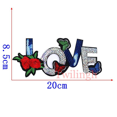 

1 Pcs Flower Patches Sequined Sticker Sew Iron On Patch Love Rose Flowers Applique Garment DIY Clothes Repair Badges For Wedding