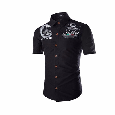

New Shirt Mens MenS Fashion Color Printing Shirt Short-Sleeve Shirt Men Slim Men Shirt