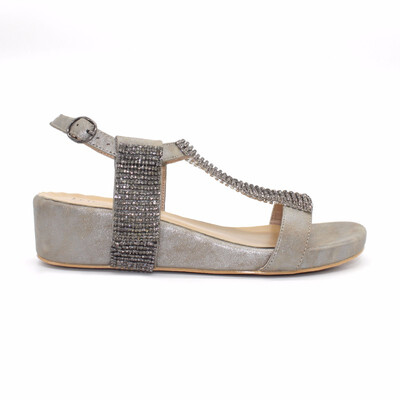 

Ladies Open Toe Rhinestone Sandals Summer Mid Wedge Heel Shoes