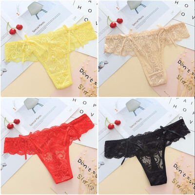 

Lbellagiovanna 4 pack girls ultra-thin lace thong Panties female G-strigs seamless Underwear intimate sexy bragas -M underpant