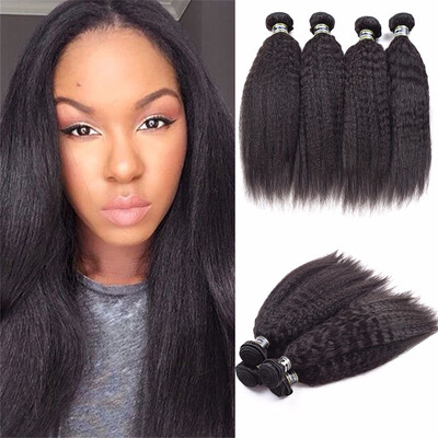 

Amazing Star Yaki Straight Indian Virgin Hair 4 Bundles Kinky Straight Hair Smooth Hair Weave Bundles Shedding Free Natural Color