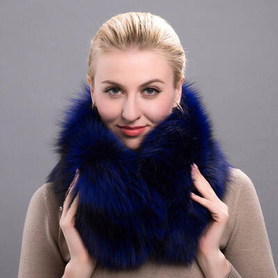 

Winter Muffler Natural Silver Fox Fur Scarf Warm collar New Fashion fox Fur Grass Shawl Women Winter Fur Apron HW-10