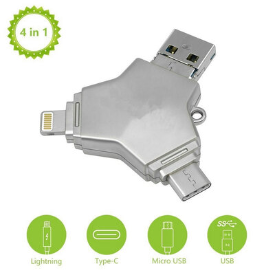 

Flash Drive for iPhone iPad Lightning Type C External Storage Memory Stick Pen Adapter Expansion for Android Phone Apple iOS PC