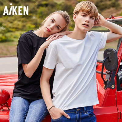 

Aiken love Kensen horse brand 18 years summer mens mens basic short-sleeved T-shirt AK218001368 light blue gray