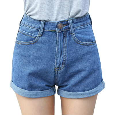 

Summer Vintage High Waist Crimping Denim Shorts Women Casual Femme Short Jeans Mujer Plus Size Jeans Woman