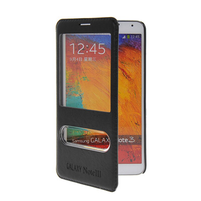 

MOONCASE View Window Leather Side Flip Pouch Stand Shell Back ЧЕХОЛ ДЛЯ Samsung Galaxy Note 3 N9000 Black