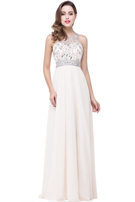 

Crystal A-line Empire Long Formal Evening Party Prom Dress Bridesmaid Pageant Gown Chiffon Gown