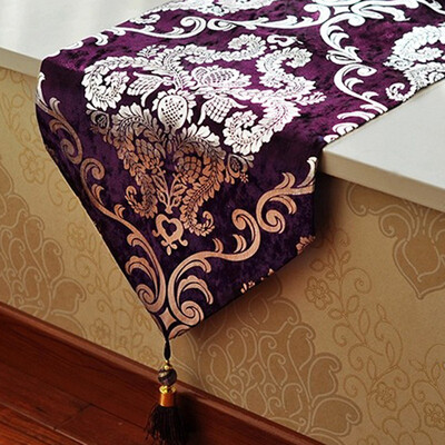

Free Shipping 32220cm Europe Style Table Runner Hot Silver Home Decoration Tablecloth Embroidery Cloth Hotel Villa Wedding