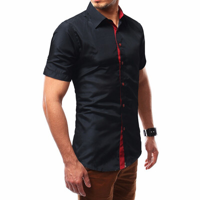 

Mens Summer Fashion Short Sleeved Solid Color Cotton Shirt Plus SizeXS-4XL