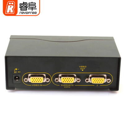 

REVOFREE VGA splitter 1 input&2 output split screen computer TV monitor one for two synchronous video crossover 2 port -