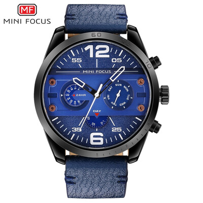 

MINI FOCUS Fashion Leather Strap Sport Men Quartz Watch MF0068G