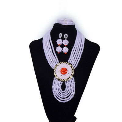 

Hand Made Red Crystal Fashion Jewelry African Wedding Beads Earrings Necklace Women Costume Party Nigerian Bridal Jewelry Set