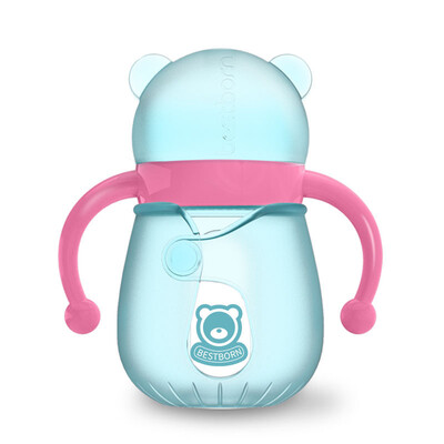 

Bei Shibang newborn bottle baby glass bottle self-operated straw bottle simulation nipple wide caliber bottle mint blue 150ML temperature version