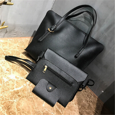 

4 Pcs Womens Fashion Handbags Solid Color Portable Vintage Shoulder Bags