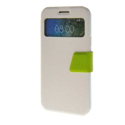 

MOONCASE View window Leather Wallet Flip Stand Pouch Case Cover for Samsung Galaxy E7 White