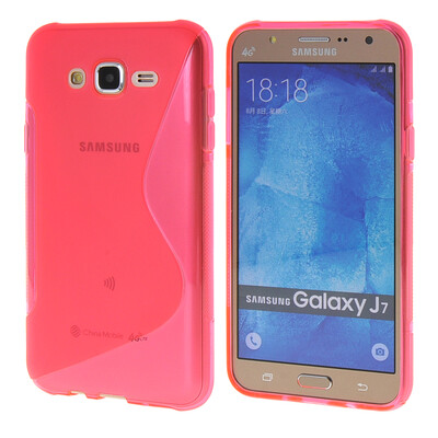 

MOONCASE Galsxy J7 Дело S - линия Гибкая Прочный силиконовый гель ТПУ Тонкий чехол для Samsung Galsxy J7 ярко-розовый