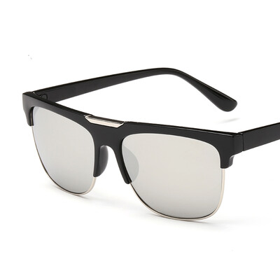 

FEIDU Retro Half Frame Sunglasses Men Classic UV400 Half Metal Fishing Driving Glass Mirror Sun Glasses For Men Oculos De Sol