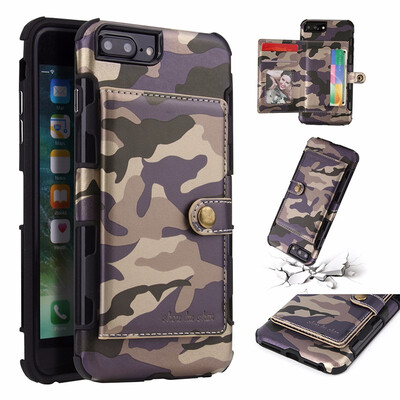 

SHS Phone Case For Iphone 6 Plus6s Plus7 Plus8 Plus Fashion Card slot Camouflage Multifunction Purse Protection