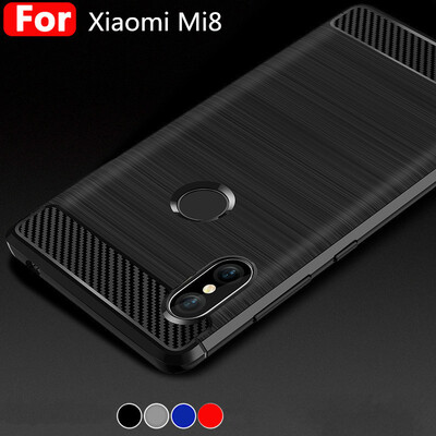 

Soft Silicone Case For Xiaomi Mi8 TPU Carbon Fiber Brushed Case For Xiaomi 8 8SE Mi8 Mi 8 SE Cover Shockproof Cases