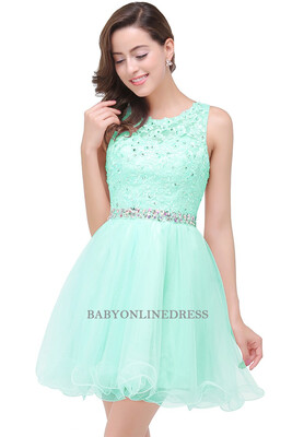 

Hot Beaded Homecoming Dresses Scoop Neck Soft Tulle Party Dresses 2018 Mini Dress Lace Graduation Dresses