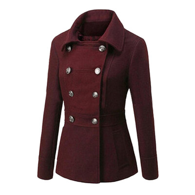 

CT&HF Fashion Winter Women Lapel Double-breasted Woolen Coat
