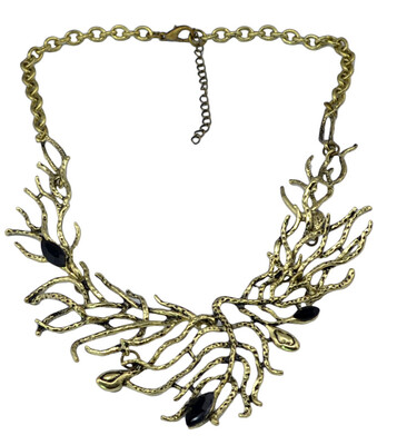 

Idealway 2 Colors Vintage Silver Gold Alloy Tree Branch Shape Black Resin Beads Choker Necklace Women Jewelry