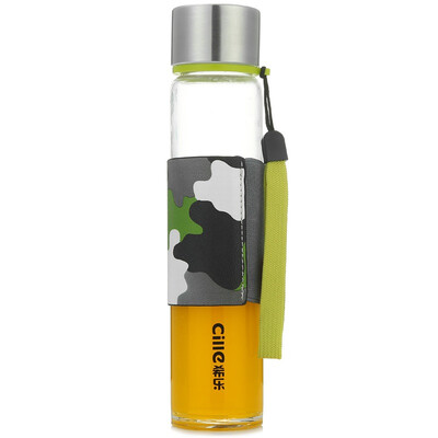 

【Jingdong Supermarket】 Xi Le glass portable heat-resistant hand cup high borosilicate pencil cup camouflage tea cup pink BL-1680