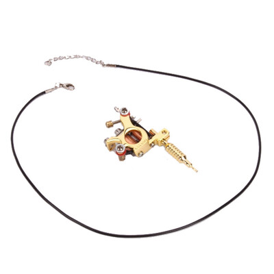 

GS100 Fashion Mini Gun Tattoo Machine Pendant Toy with Chain Golden Silver