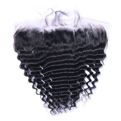 

Lace Frontal Closure Indian Deep Wave Virgin Hair Closure Ear to Ear Size 13x4 inch Deep Curly Human Hair Full Frontal Closures