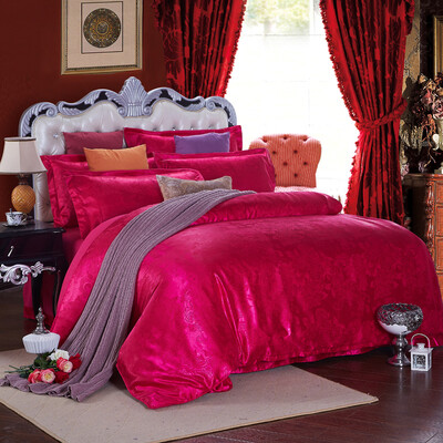 

Baolisi 4 Piece European Style Jacquard Geometric Duvet Cover Set Full Queen Size