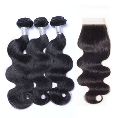 

8A Malaysian Virgin Hair Body Wave With Closure 3 Bundles Malaysian Remy Human Hair Weave And Lace Closure 4 Pcs Lot Natural Black