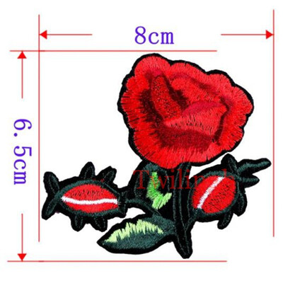 

1 Piece Patches Red Flower Embroidered Patch 3D Applique DIY Sewing Repair Accessories Fabric Stickers Wedding Clothing Patches