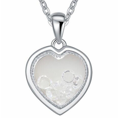 

Fashion Jewelry Austrian Crystal Love Heart Pendant Necklace For Women Colorful Accessories Bijoux Party Gift White Gold Plated 16