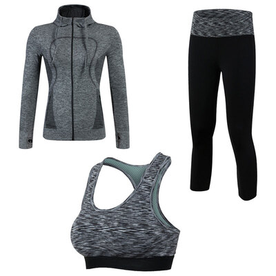 

Yoga Set 3 PCS Workout Sexy Sport Suit Gym Running Shirt legging Pants Sport Bra