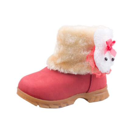 

winter kid girl Toddler warm rabbit ankle snow boots faux suede fur lined shoes